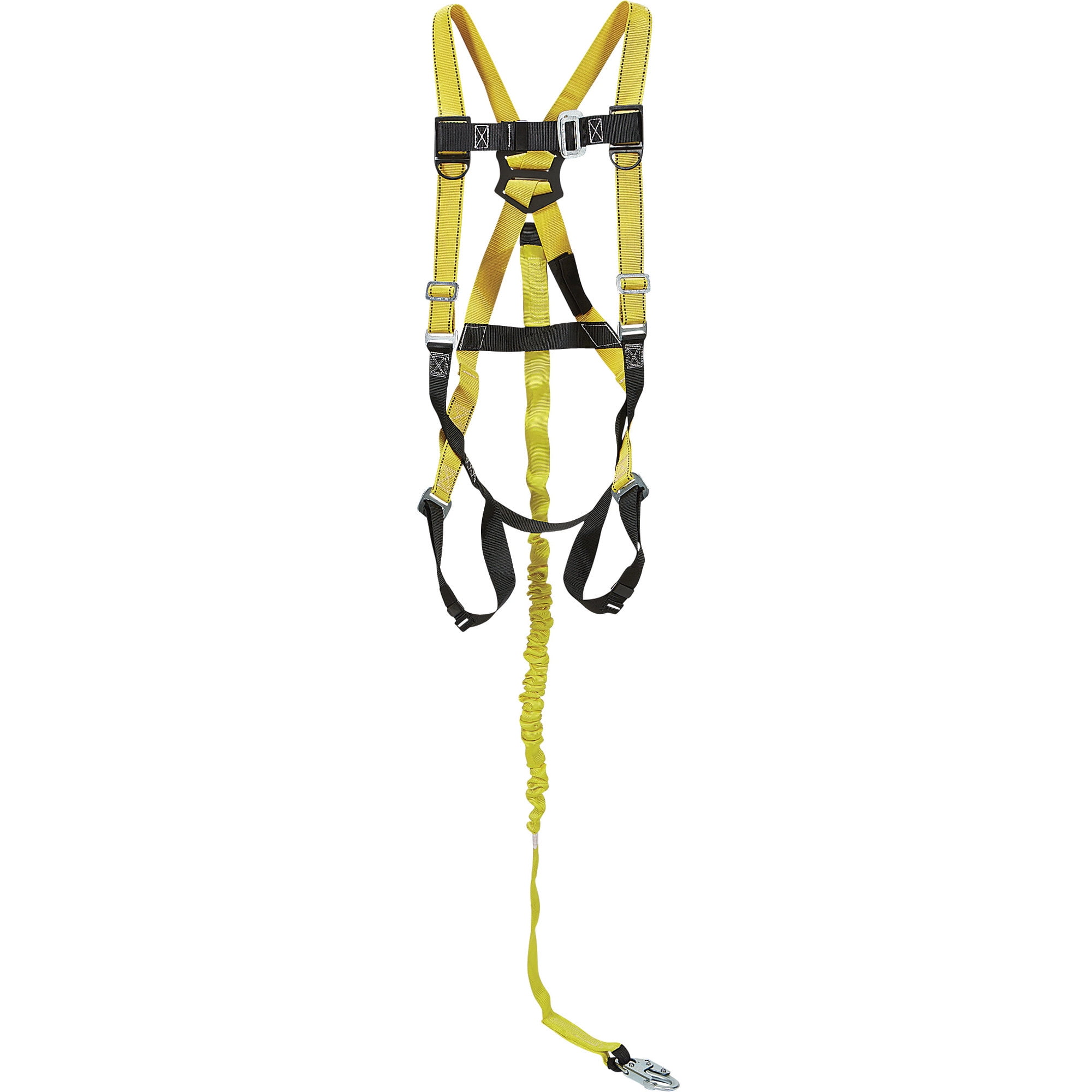 Qualcraft Guardian Fall Protection Contractor Kit, High-Visibility Yellow/Black, Safety Harness with Shock Lanyard