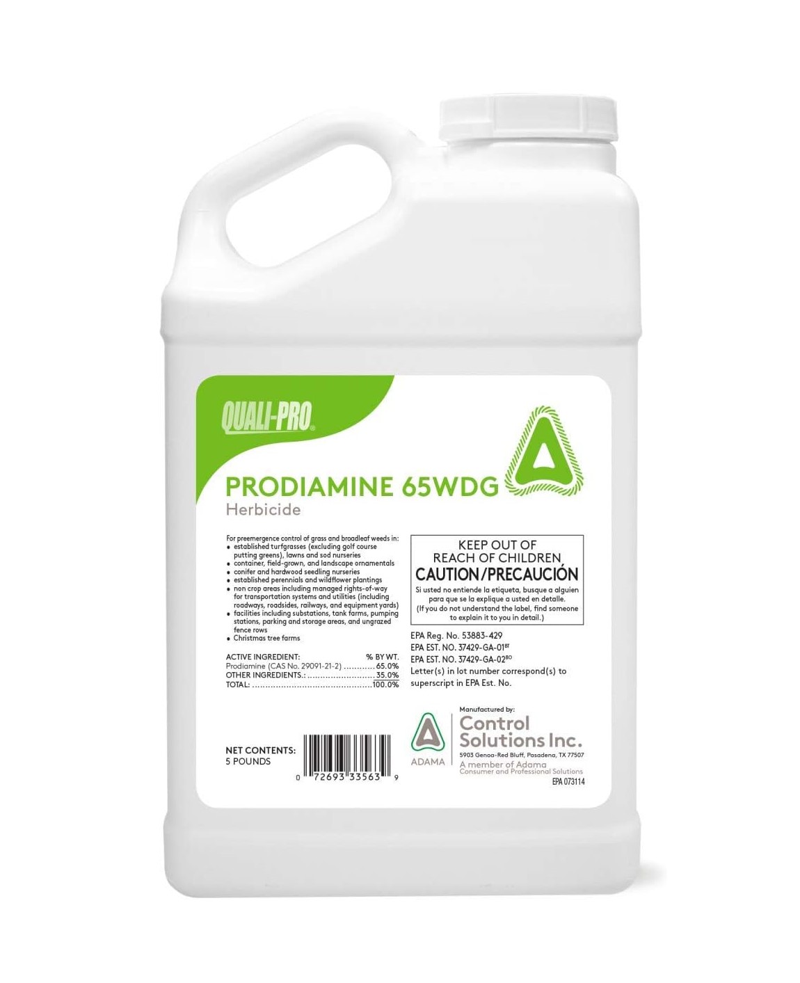 Quali-Pro Prodiamine 65 WDG Pre-Emergent Herbicide (Generic Barricade) - 5 Lbs Jug by Control Soultions - image 1 of 3