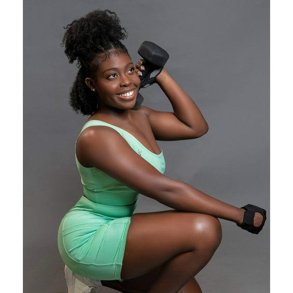 QualiFit Fearless fit one shoulder crop top slim fit gym set High waisted elasticity shorts with pockets 1 set