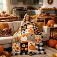 thumbnail image 1 of QualiVow Autumn Harvest Patterned Throw Blanket with Buffalo Check Design, Soft Decorative Quilt for Couch, Bed, Living Room and Seasonal Home Decor, 1 of 6