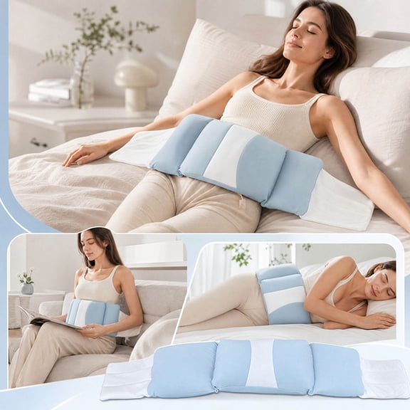 QualiVow Blue Lumbar Support Pillow for Sleeping Waist Back Support Cushion 47x8 Inch Polyester for Bed Couch Chair Side Sleepers