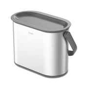 Qualia 1 gal Stainless Steel Multipurpose Countertop Trash Can, Silver with Gray Lid