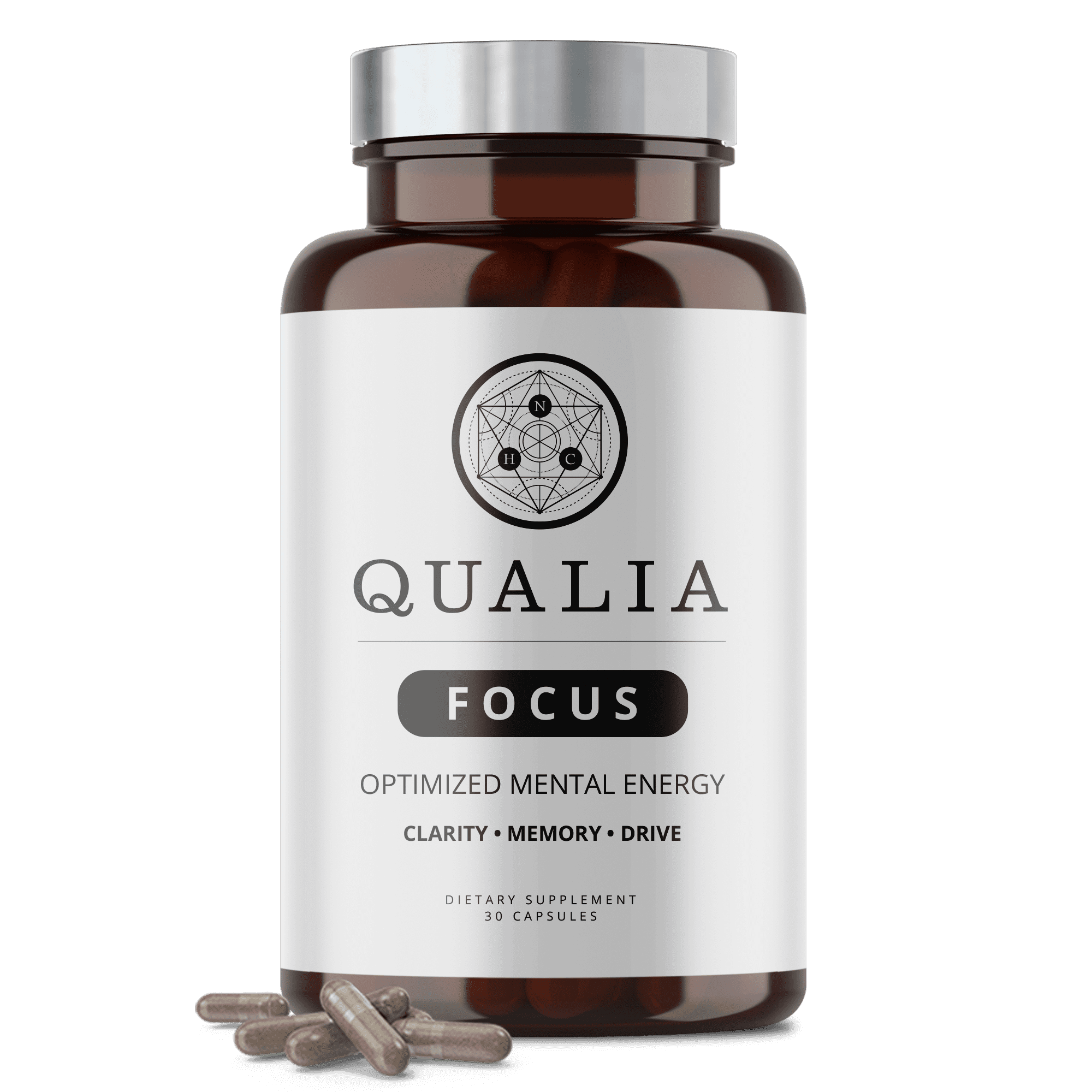 Qualia Focus Brain Booster Supplement by Neurohacker Collective | Nootropic Designed for Clarity, Memory & Drive | W/Ginkgo Biloba, L-Theanine 30 Ct