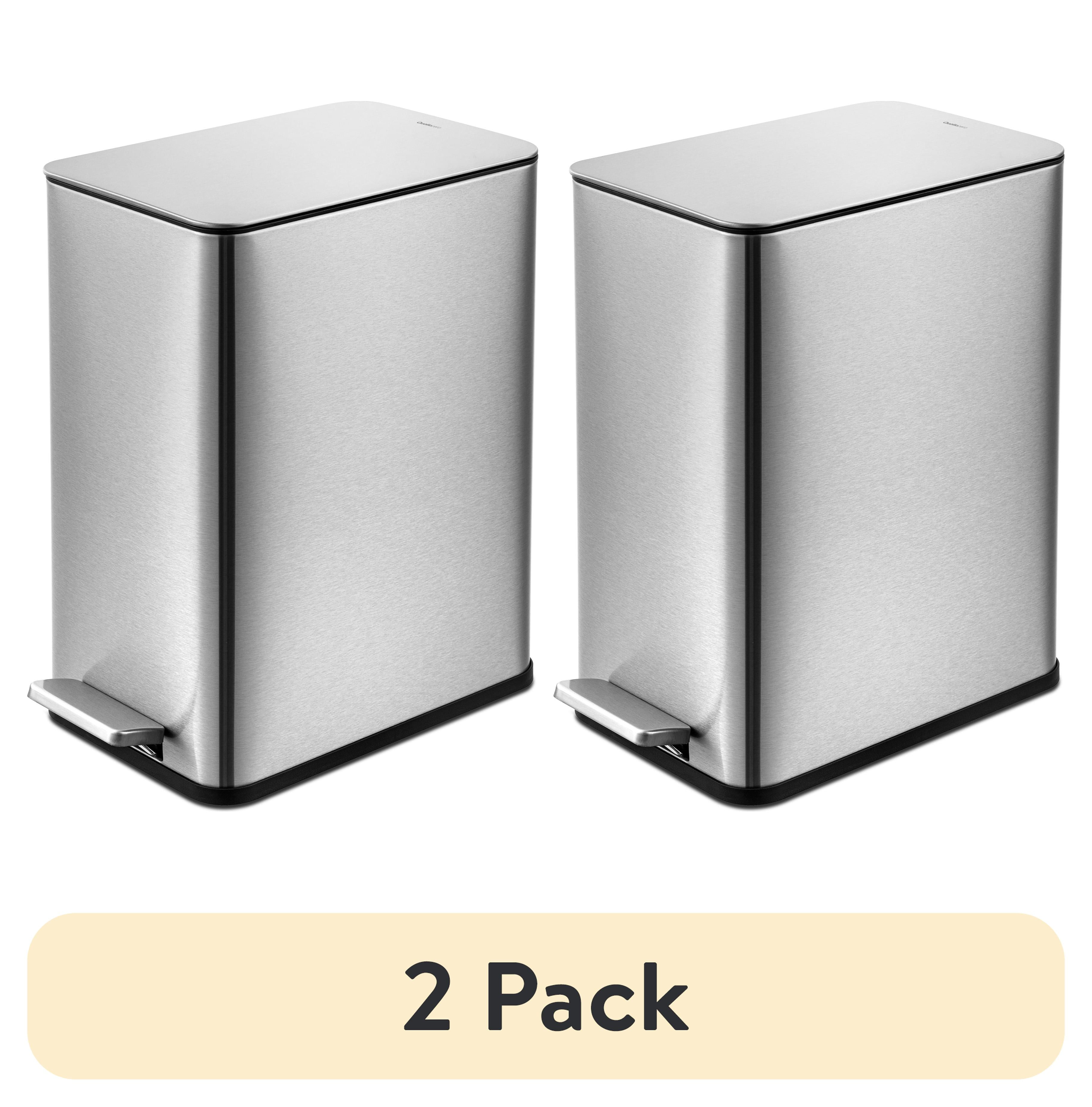 (2 pack) Qualiazero 2.6 Gallon Trash Can, Stainless Steel Step On ...
