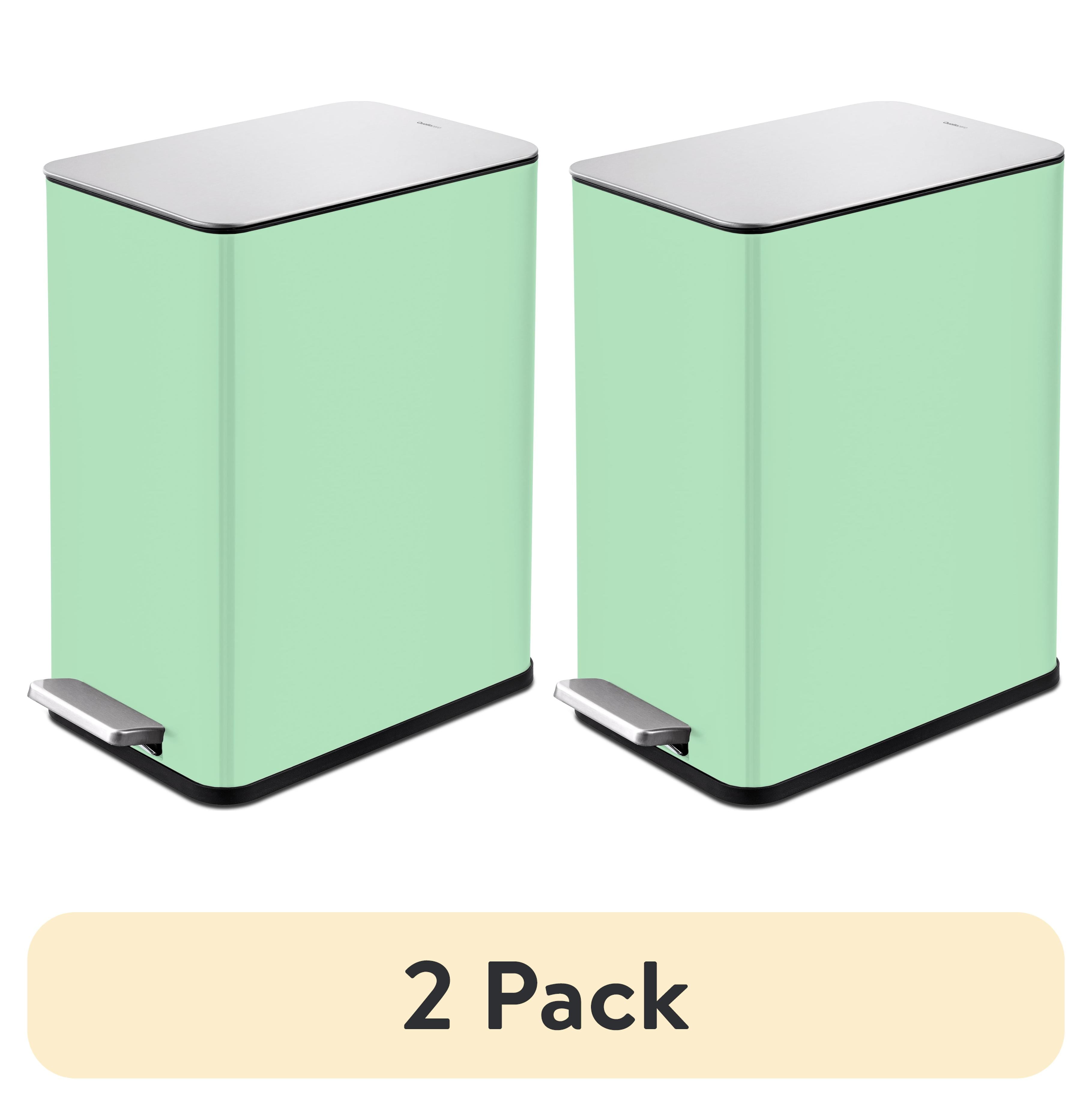 (2 pack) Qualiazero 2.6 Gallon Trash Can, Stainless Steel Step Bathroom ...