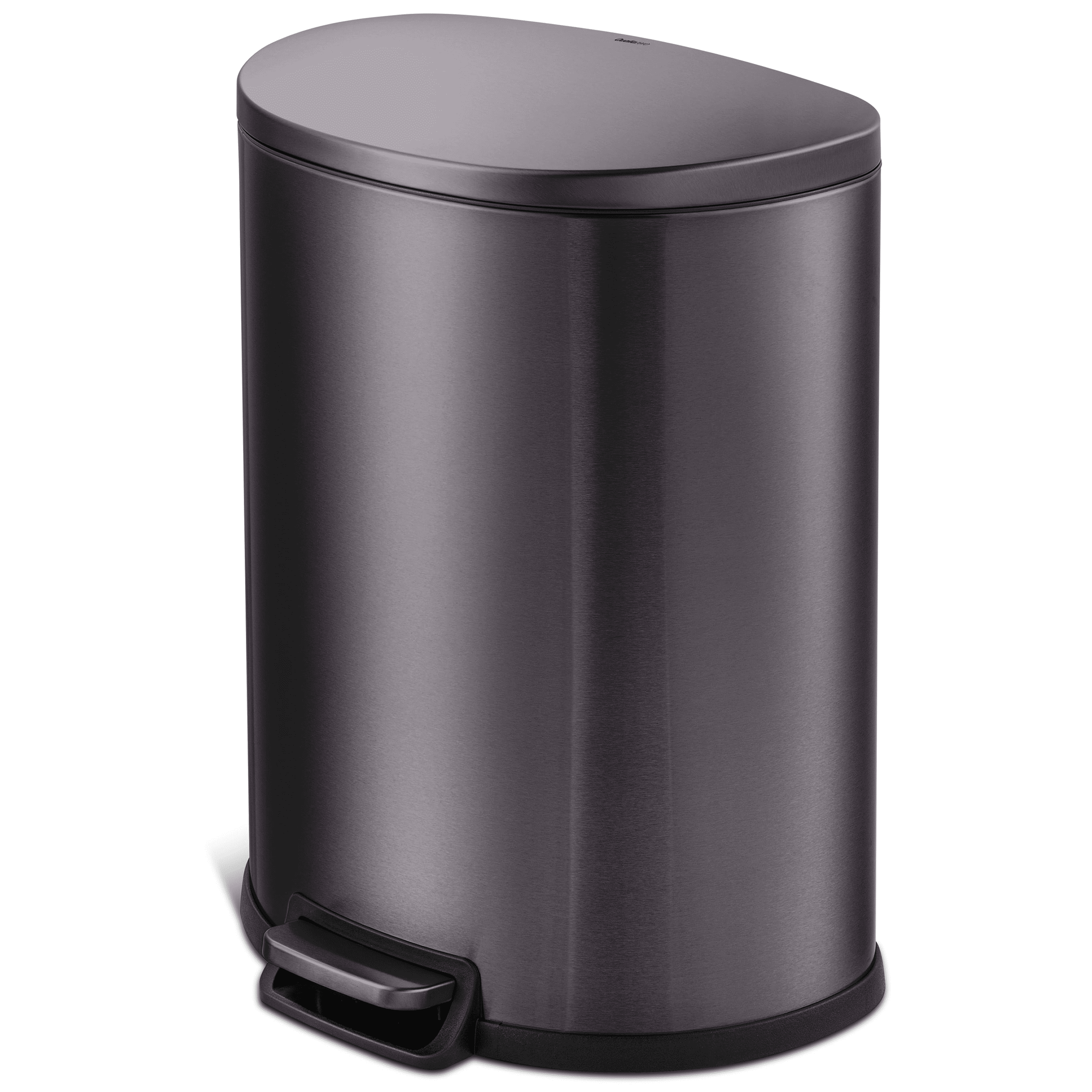 Black Stainless Steel 13.2 Gallon D-Shape Pedal Trash Can