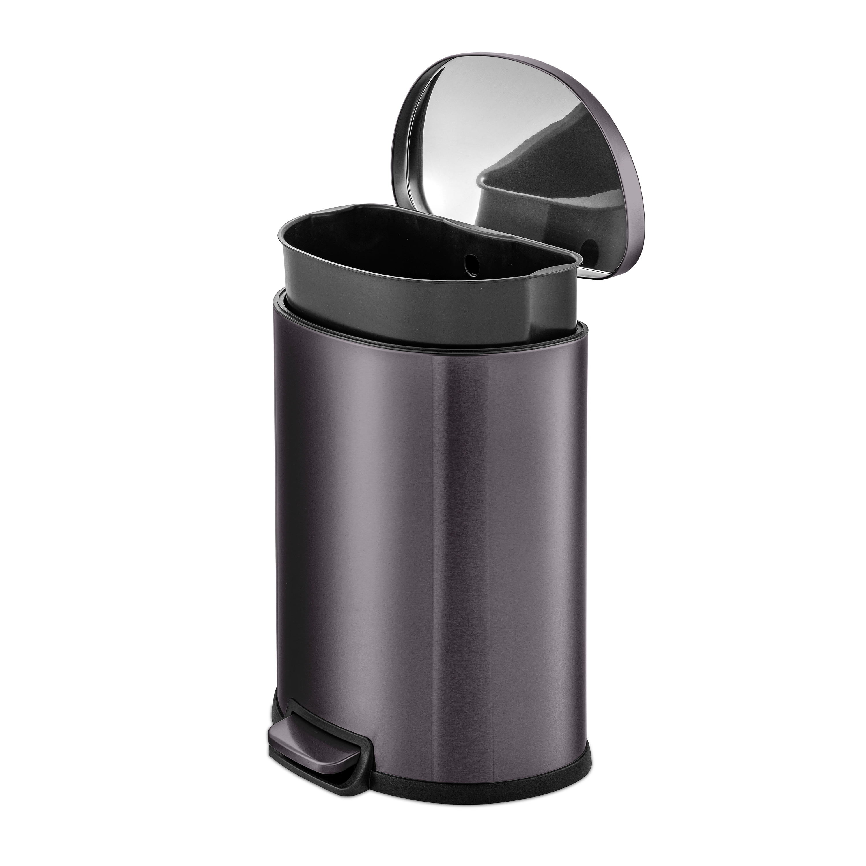 Qualiazero Kitchen Trash Can, 13.2 Gallon Stainless Steel Step Garbage Bin with Soft Close Lid, Black
