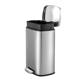 Qualiazero Kitchen Trash Can, 13.2 Gallon Stainless Steel Step Garbage Bin with Soft Close Lid, Silver