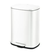 Qualiazero 13.2 Gallon Trash Can, Rectangular Step On Kitchen Trash Can, Silver