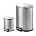 thumbnail image 1 of Qualiazero Kitchen Bathroom Trash Can Combo, 13.2 Gallon and 1.6 Gallon Stainless Steel Step Garbage Bin with Soft Close Lid, Silver, 1 of 10