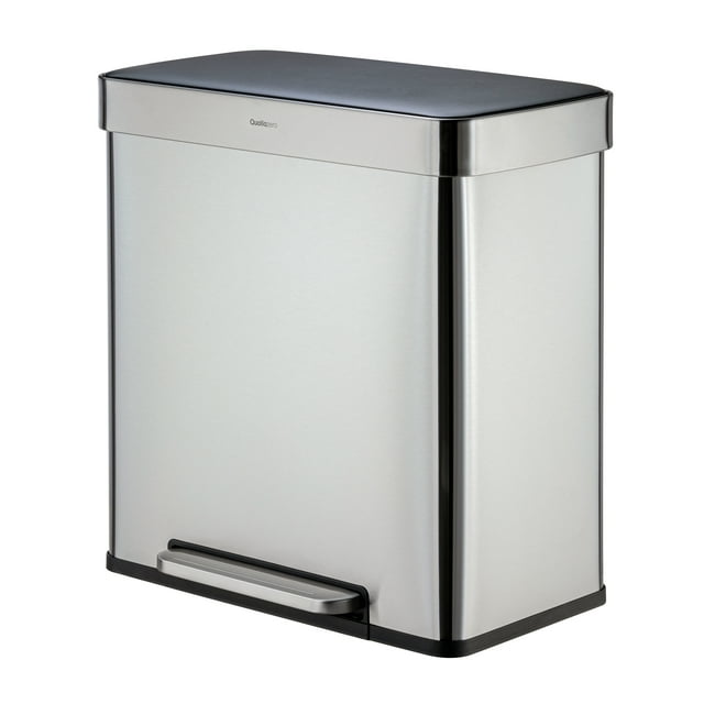 Qualiazero 16 Gallon Trash Can, 8 Gallon Dual Compartment Step On