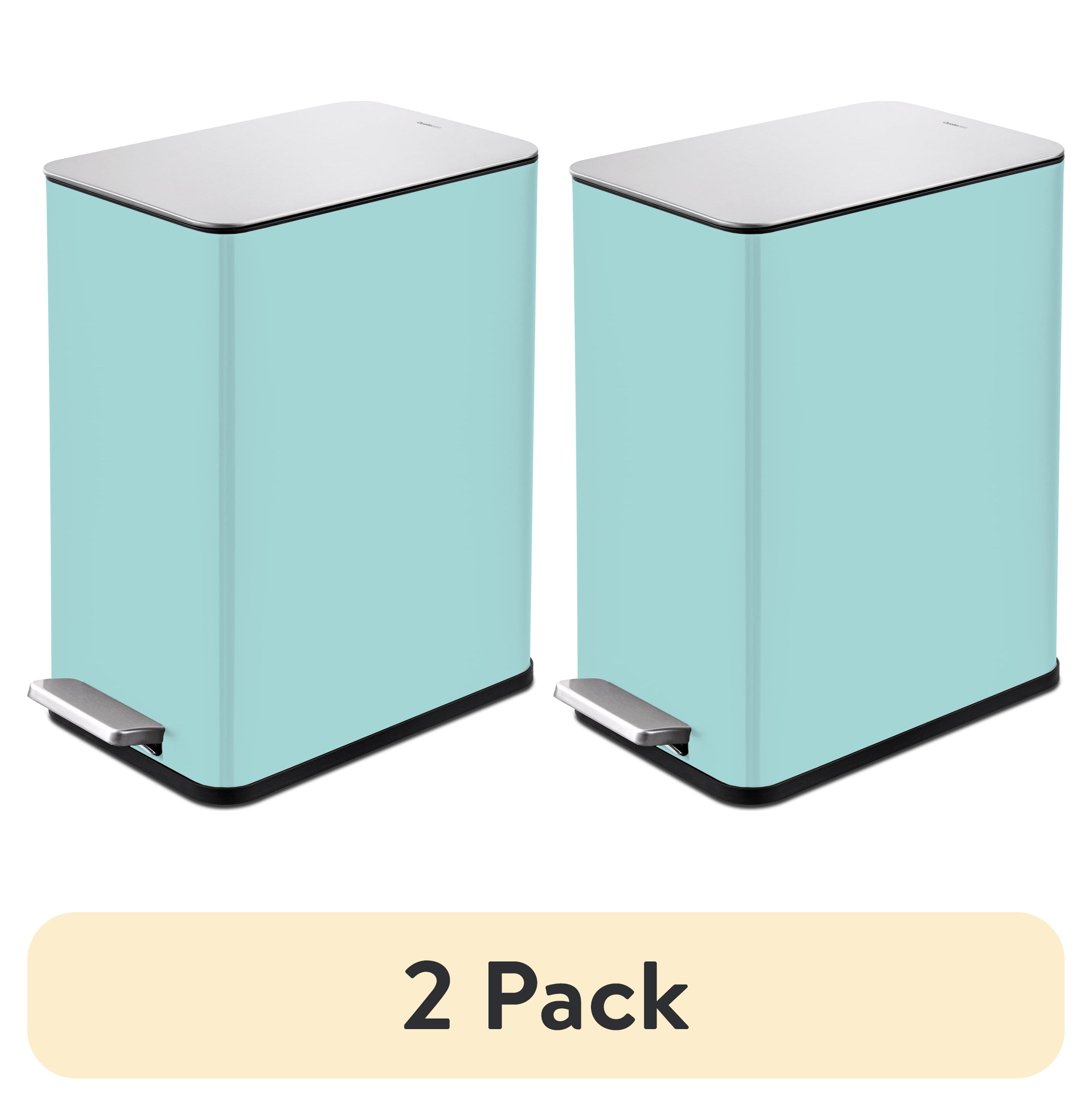 (2 pack) Qualiazero 2.6 Gallon Trash Can, Stainless Steel Step On ...