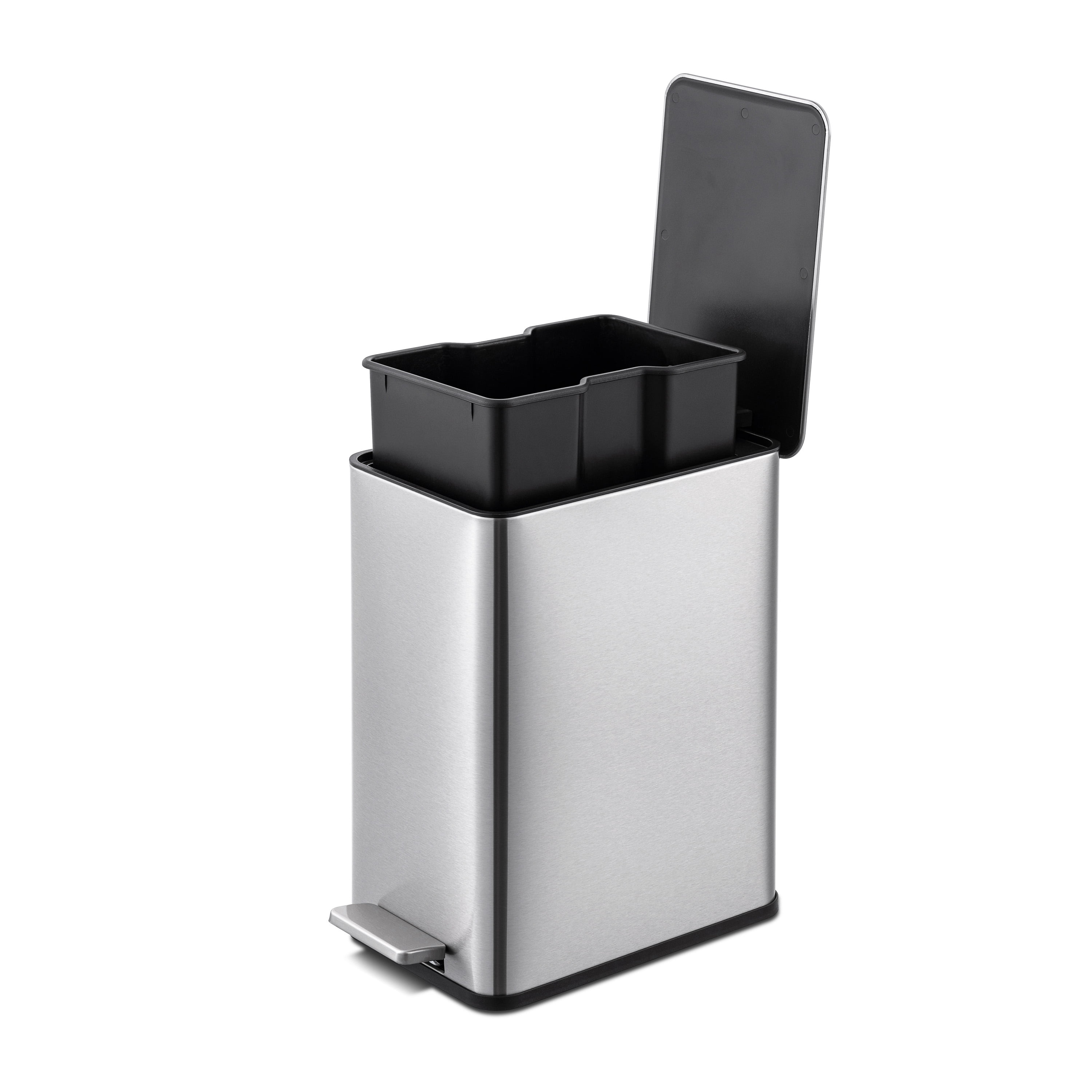 Qualiazero 2.6 Gallon Trash Can, Stainless Steel Step On Bathroom Trash Can, Silver