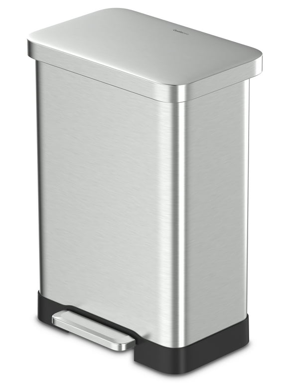 Qualiazero 20 Gallon Trash Can, Stainless Steel Step On Kitchen Trash Can, Stainless Steel