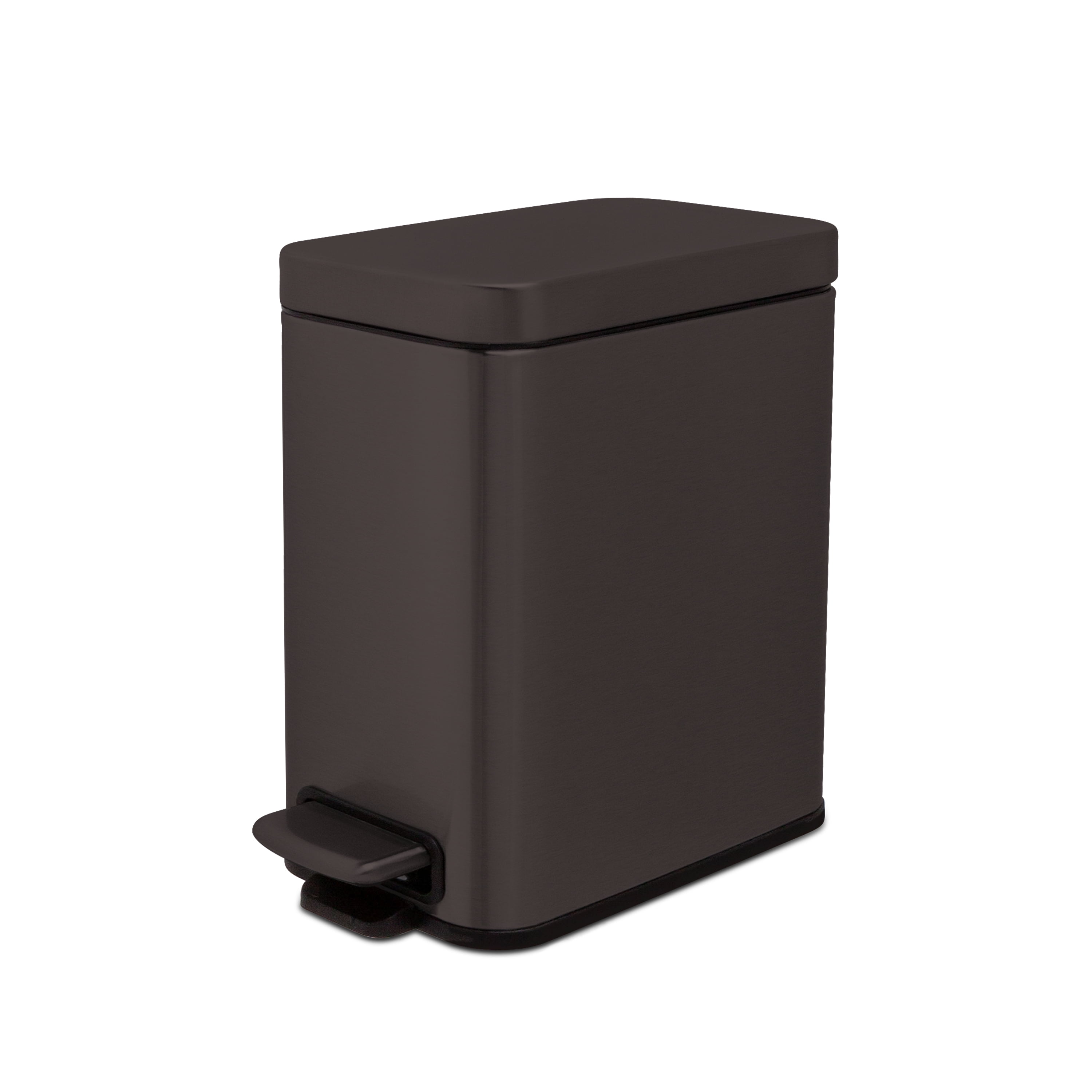 Qualiazero Trash Can, 1.3 Gallon Slim Step On Bathroom Trash Can, Black ...