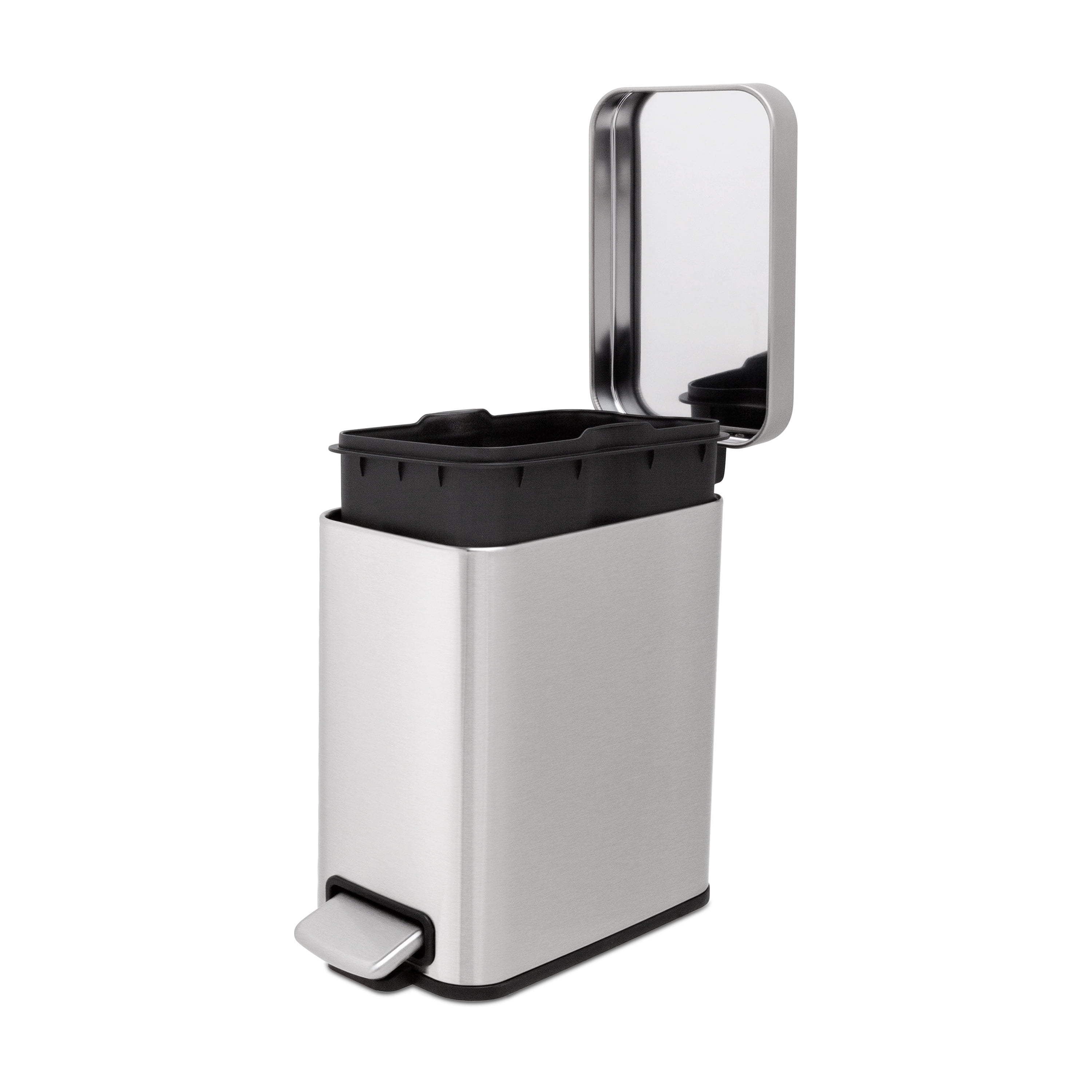 Qualiazero Trash Can, 1.3 Gallon Slim Step On Bathroom Trash Can ...