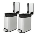 thumbnail image 1 of Qualiazero 1.3 Gallon (5L) Stainless Steel Slim Step-On Trash Can "Twin Pack", Soft-Close Lid, Small Bathroom Garbage Bin Set, Silver, 1 of 11