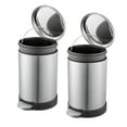 thumbnail image 1 of Qualiazero Trash Can, 1.6 Gal Round Step On Trash Can, Stainless Steel, Pack of 2, 1 of 12