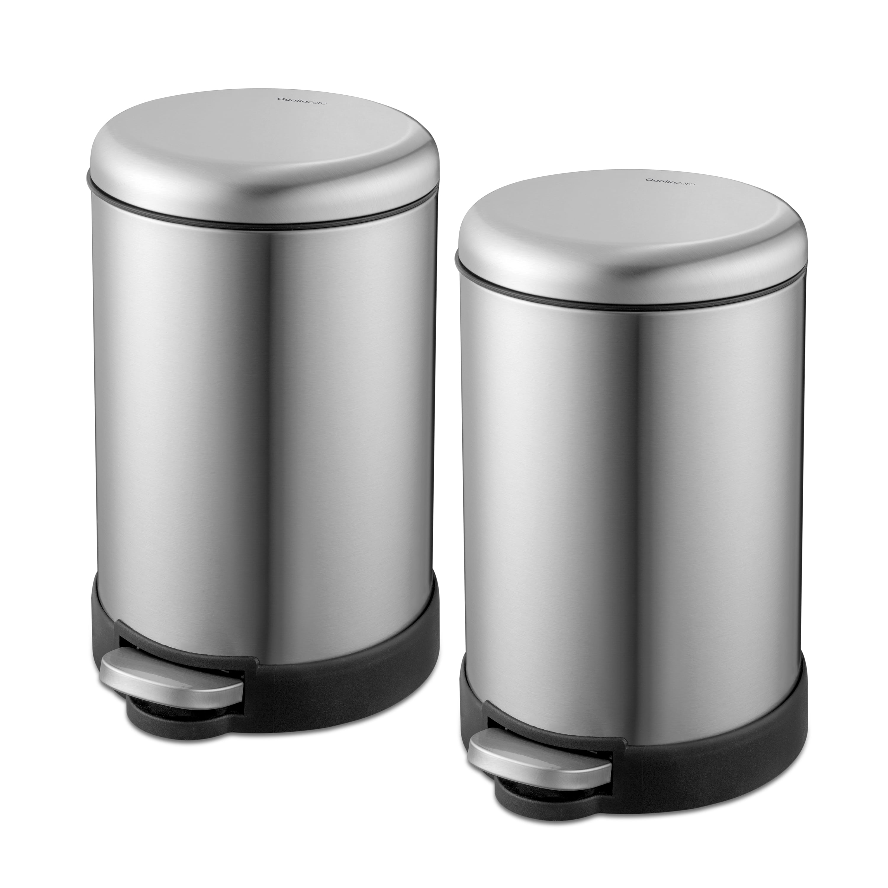 Qualiazero 1.6 Gallon Stainless Steel Step-On Trash Cans, Set of 2