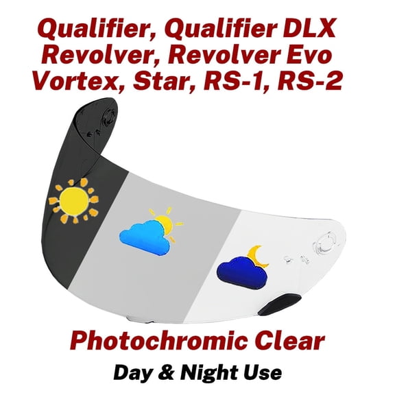 Qualifier Photochromic Visor for BELL Vortex, Revolver, Star, RS-2, RS-1 Helmet Face Shield