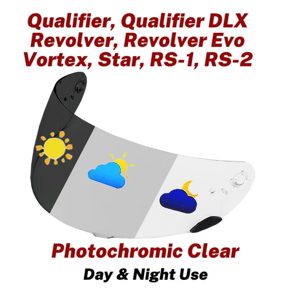 Qualifier Photochromic Visor for BELL Vortex, Revolver, Star, RS-2, RS-1 Helmet Face Shield