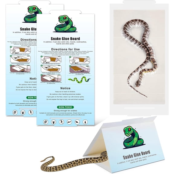 Qualirey 4 Pack Snake Glue Trap, 8 x 14 Large Sticky Snake Glue Boards for Inside Outside, Pre Scented Non Toxic Adhesive Traps with Enhanced Stickiness for Mouse Rat Lizard, Pet Safe Easy to Use