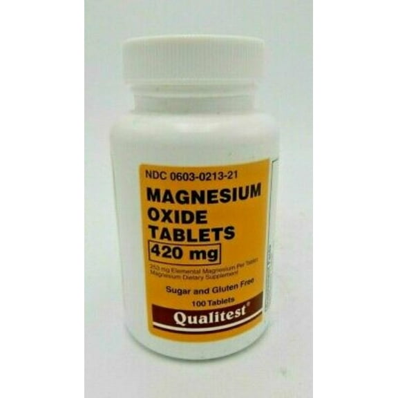 Qualitest Magnesium Oxide Tablet 420mg Sugar & Gluten Free 100 ct, Pack of 4