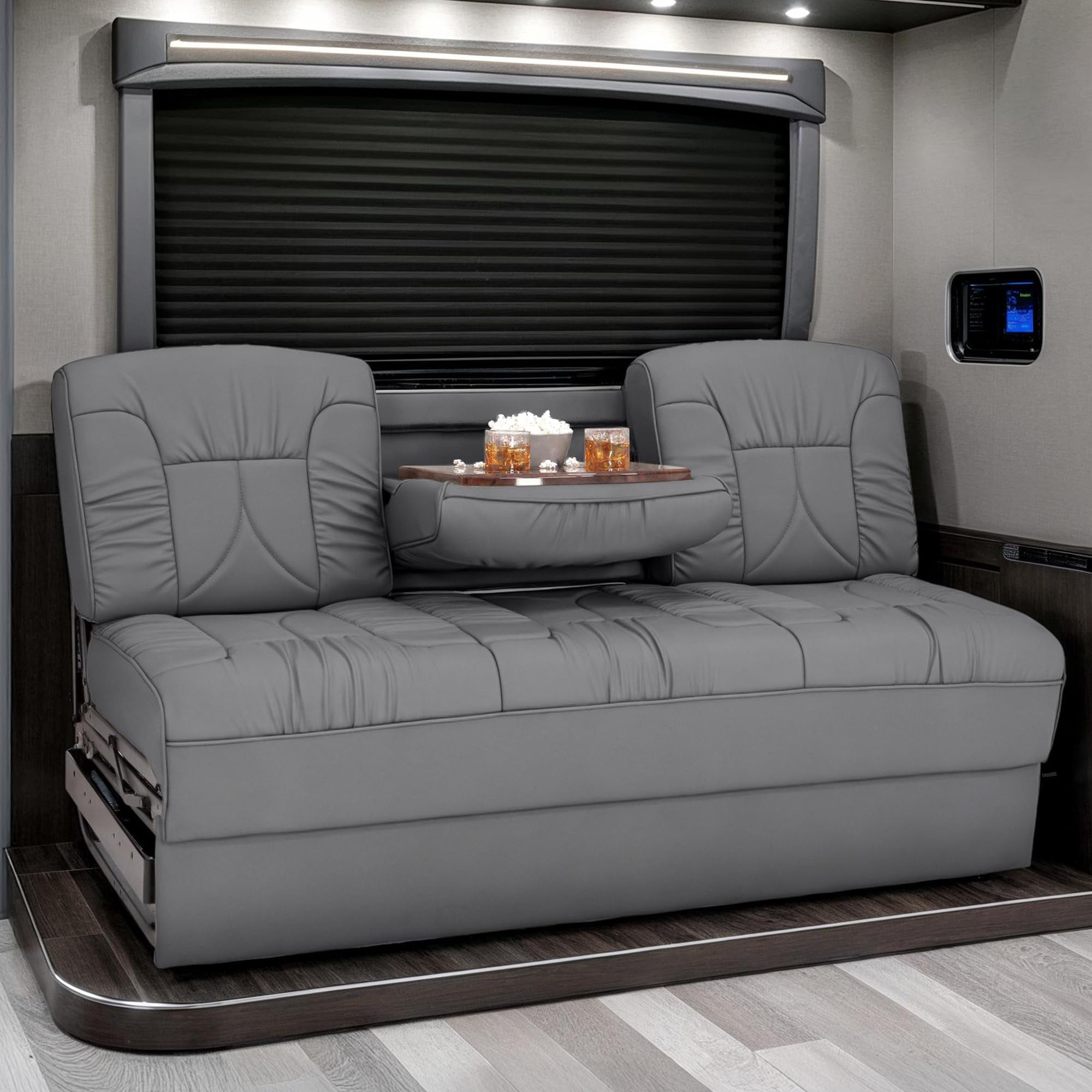 Qualitex De Leon Console RV Sofa Bed - 66" Wide - Charcoal Ultimate ...