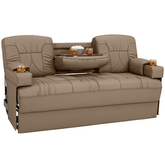Qualitex De Leon Console SL RV Sofa Bed, 68" Wide, Ulitmate Leather, Light Sand