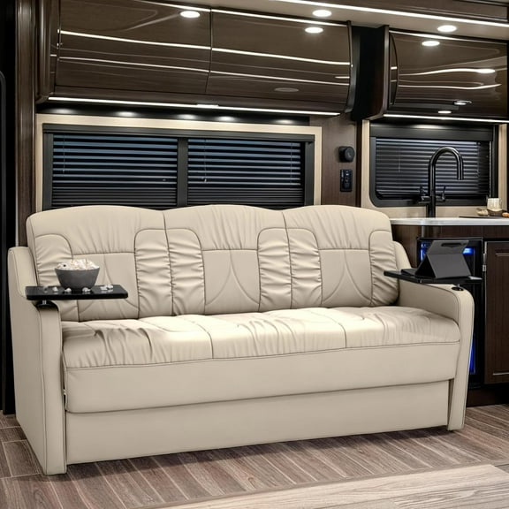 Qualitex De Leon DX RV Sofa Bed - 72" Wide - Bisque Ultimate Leather