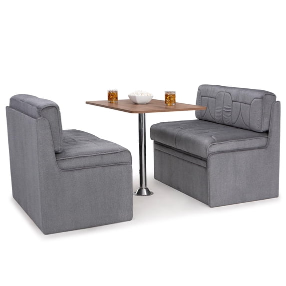 Qualitex De Leon RV Dinette, Bed with Storage and Riviera Oak Table, Fabric, Regal Silver