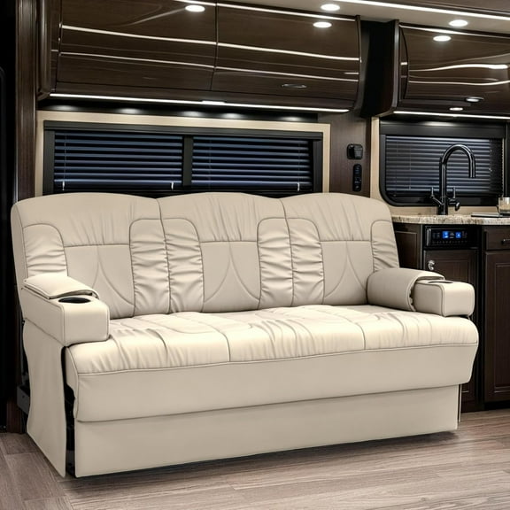 Qualitex De Leon SL RV Sofa Bed - 68" Wide - Bisque Ultimate Leather