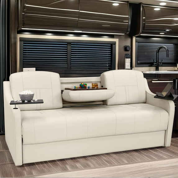 Qualitex Ethos Console DX RV Sofa Bed - 72" Wide - Bisque Ultimate Leather