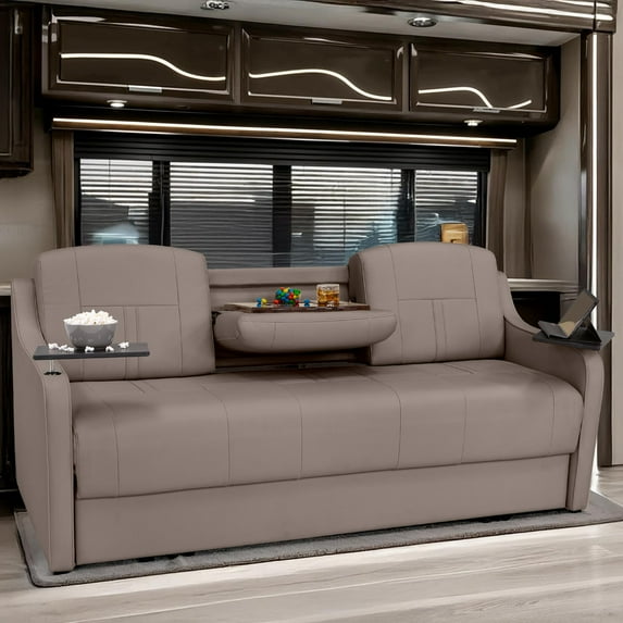 Qualitex Ethos Console DX RV Sofa Bed - 78" Wide - Light Antelope Ultimate Leather