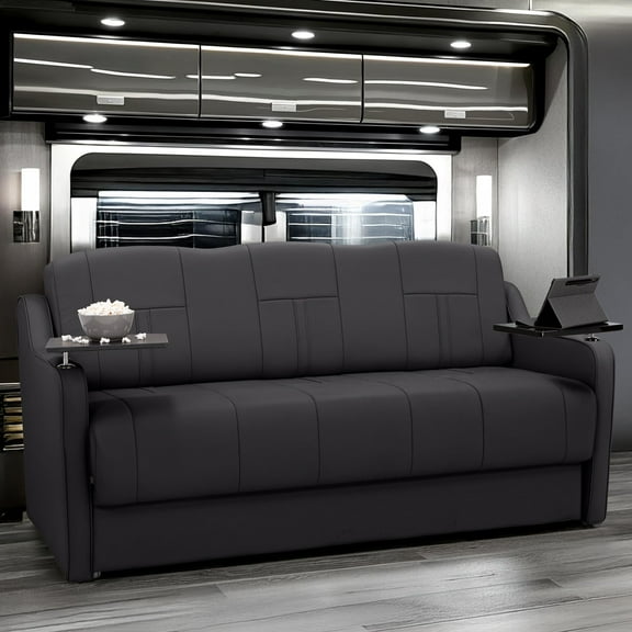 Qualitex Ethos DX RV Sofa Bed - 72" Wide - Black Ultimate Leather
