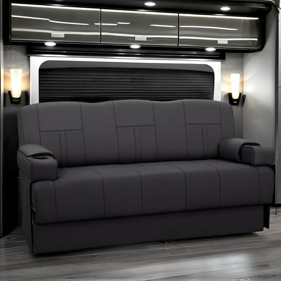 Qualitex Ethos SL RV Sofa Bed - 68" Wide - Black Ultimate Leather