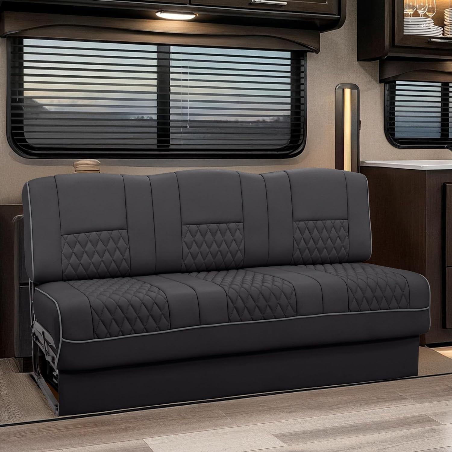 Qualitex Gravitas RV Sofa Bed - 72" Wide - Black & Charcoal Ultimate ...