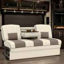 Qualitex Monument Console RV Sofa Bed - 72" Wide - Bisque & Light Antelope Ultimate Leather