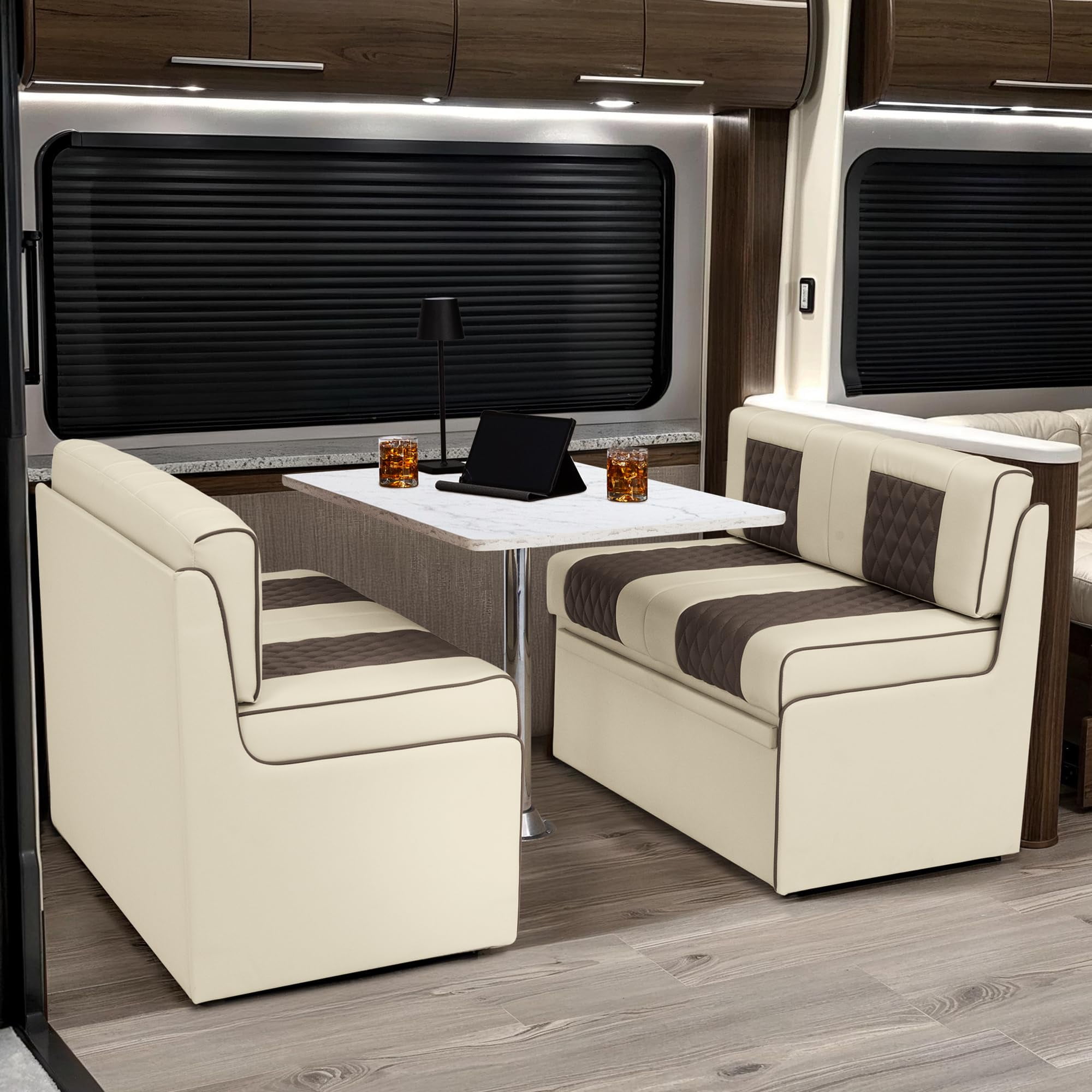 Blanco Rv Storage Qualitex Monument RV Dinette, Bed with Storage and Blanco Table ...
