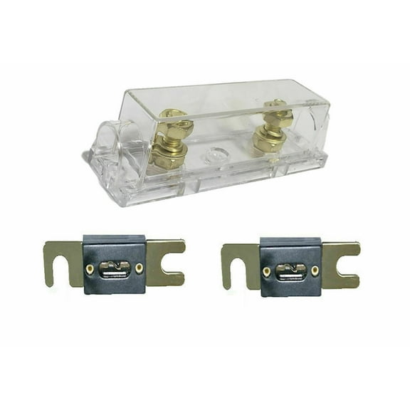 Quality 1/0/4/8 Gauge ANL Fuse Holder + 2 Pack Gold 200 Amp 200A Fuse