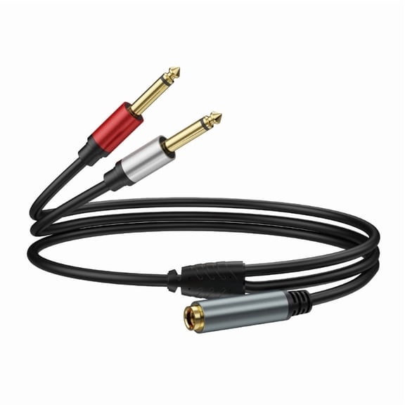 Quality 1/4Inch TRS to Double Mono Y Cable 1/4 Mono Male Y Splitter Cable Gold Plate Connectors Aluminum Case