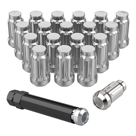 Quality 20 Chrome 7 Spline Lug Nuts 2" Inch 1/2x20 Compatible with Ford Explorer Ranger +Key
