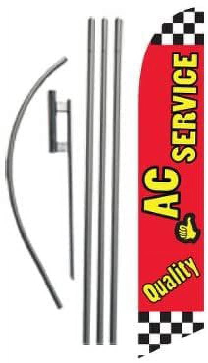 Quality AC Service Auto Repair Advertising Feather Banner Swooper Flag Sign with Flag Pole Kit and Ground Stake