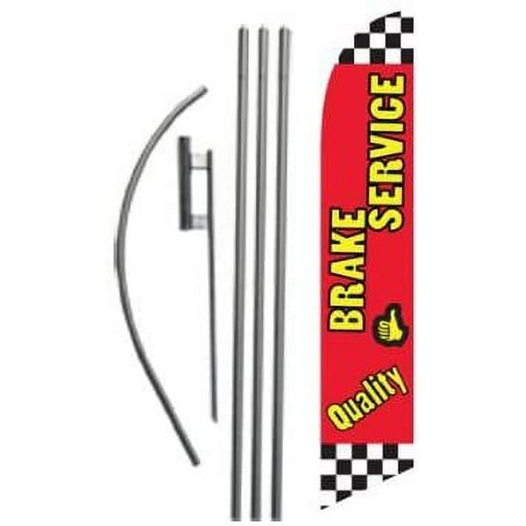 Quality Brake Service Advertising Feather Banner Swooper Flag Sign with Flag Pole Kit and Ground Stake