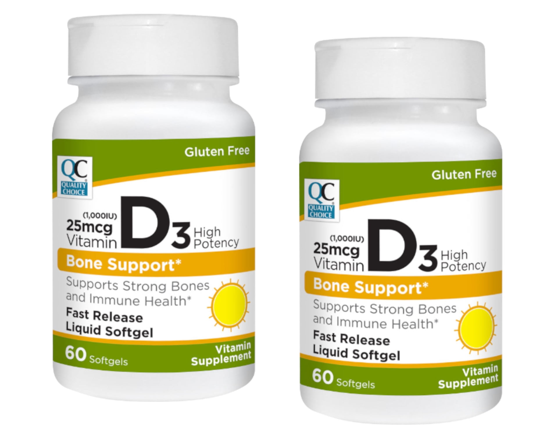 Quality Choice 25mcg Vitamin D3 High Potency Bone Support Softgels, 60
