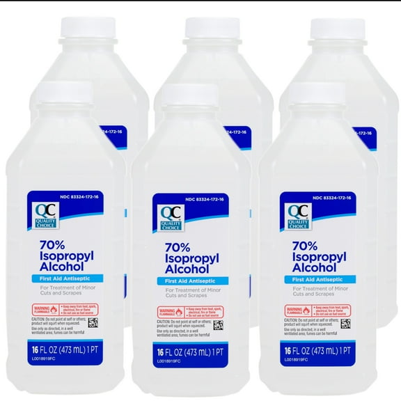 Quality Choice 70% Isopropyl Alcohol First Aid Antiseptic, 16 FL OZ - 6 Pack