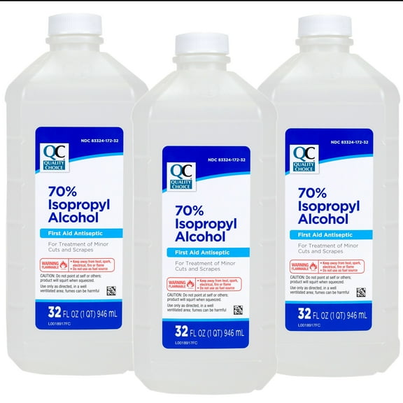 Quality Choice 70% Isopropyl Alcohol First Aid Antiseptic, 32 FL OZ - 3 Pack