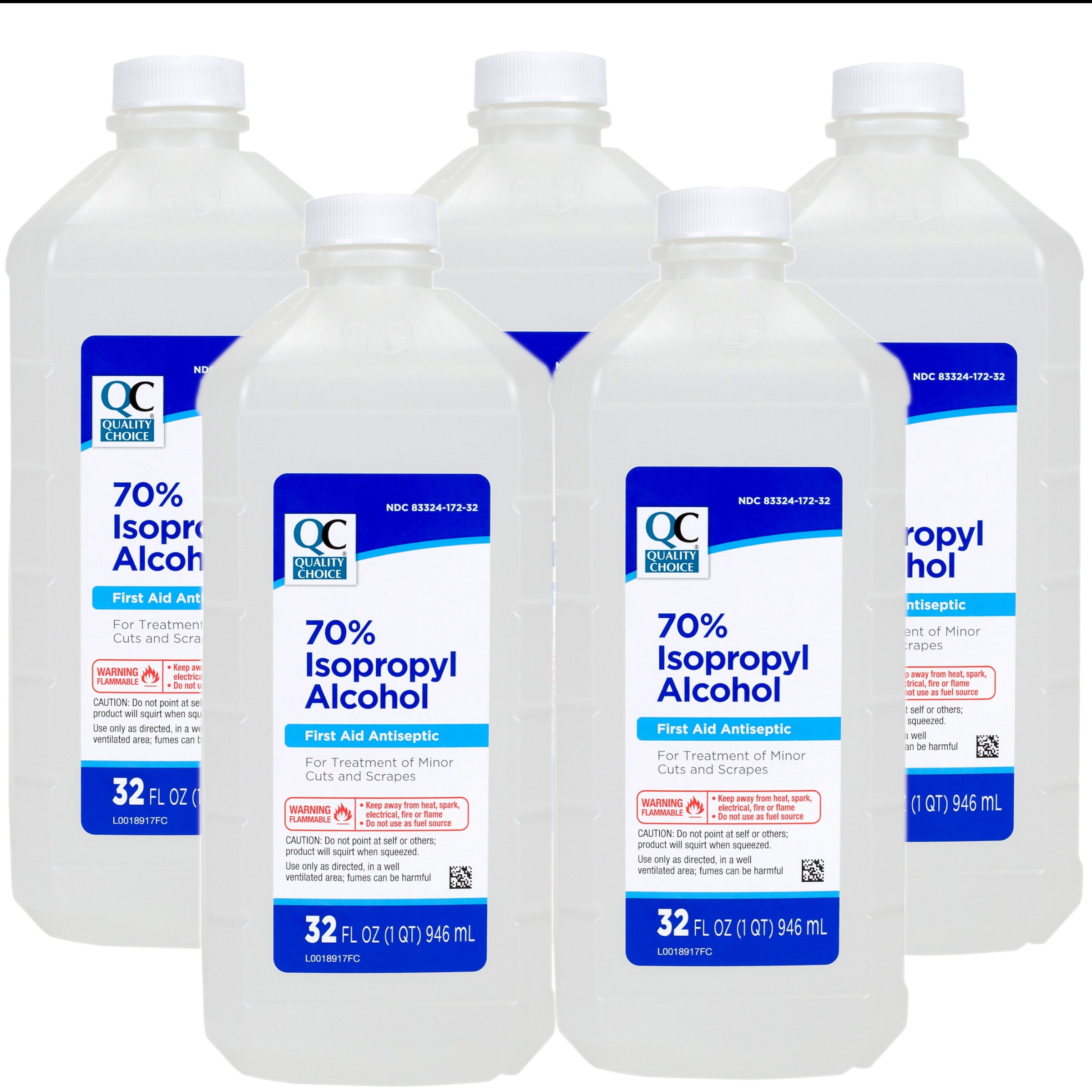 Quality Choice 70% Isopropyl Alcohol First Aid Antiseptic, 32 FL OZ - 5 Pack