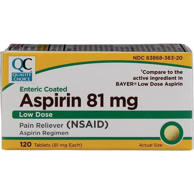 Quality Choice Aspirin Low Dose 81 mg 120 Tabs - Walmart.com