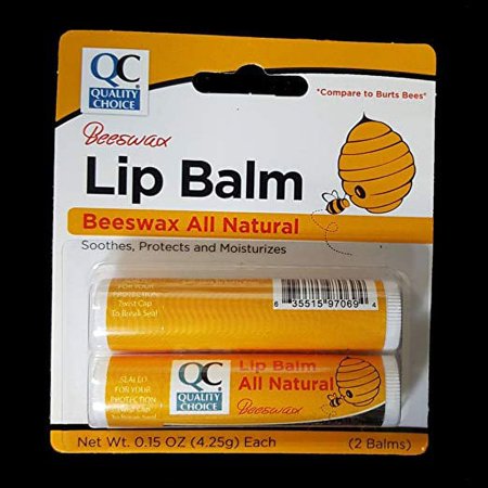 Quality Choice Beeswax Lip Balm All Natural 2 Tubes 0.15oz Each